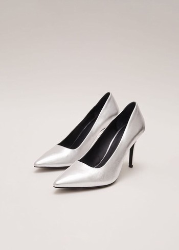 Phase Eight Silver Leather Pointed Courts Heels Silver Canada | PDLQWE-182